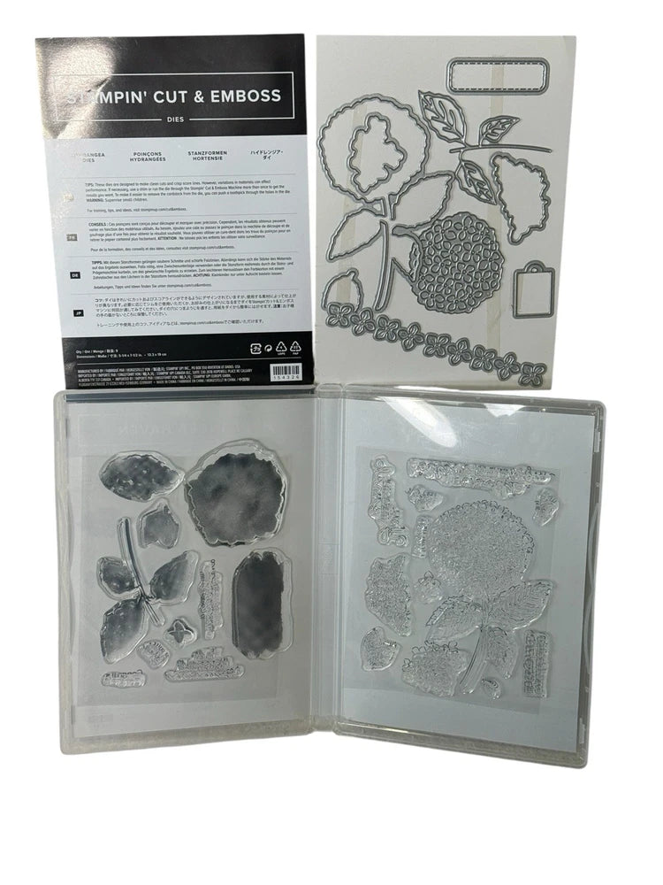Stampin Up HYDRANGEA HAVEN Flowers Floral Rubber Stamps Dies Hydrangea