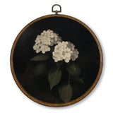 Vintage Hydrangea Wall Art Decor, Dark Academia Moody White Floral Round Wood... Hydrangea