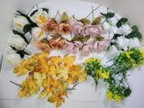 Large Lot of Faux/ Artificial Flowers 24 Stalks of Flowers + 13 Stalks of Leaves Peony