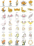 940 FLOWERS DAISY SUNFLOWER FUCHSIA Embroidery Machine Designs Patterns PES USB Sunflower