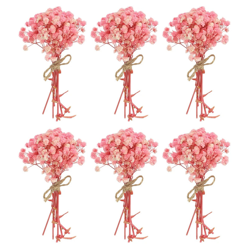 6 Pcs Mini Dried Flower Bouquet Baby's Breath Boho DIY Gift Pink Dried Flower