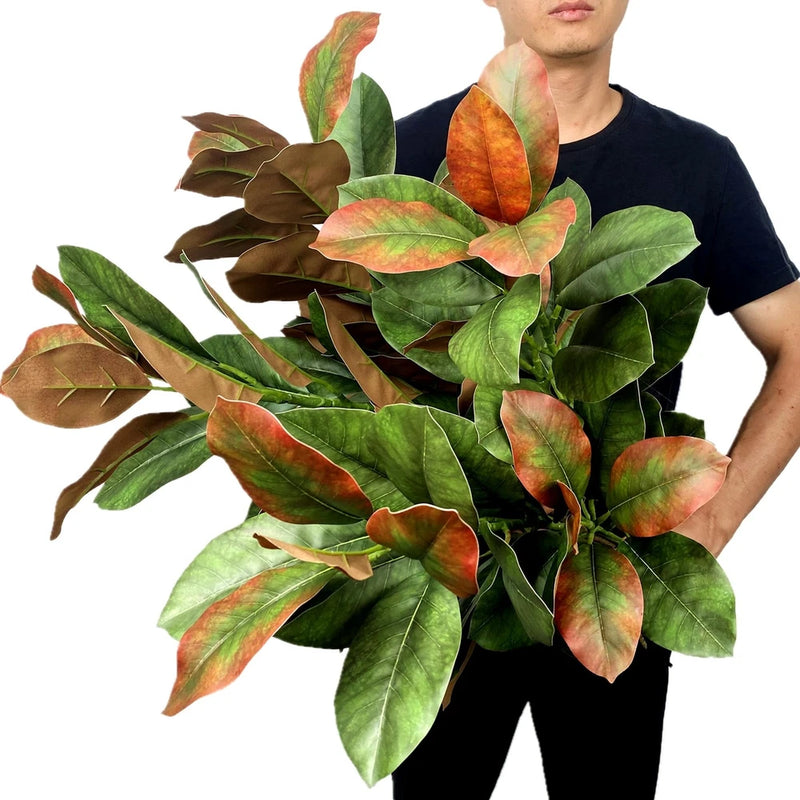 Artificial Magnolia Leaf Faux Ficus Tree Houseplants Greenery for Home Office... Green Plant