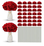 95 Piece Silk Hydrangea Artificial Flowers Heads with Stems-Burgandy Hydrangea