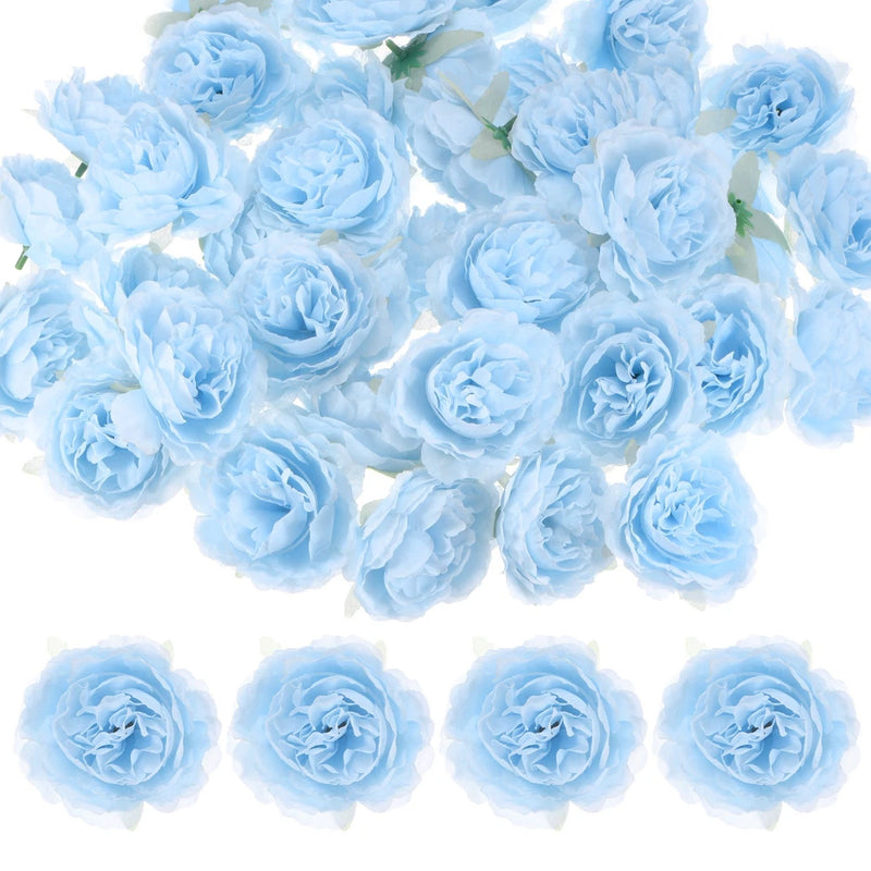 40-Pack Artificial Flower Heads, 3.15" Silk Faux Peony Fake Peonies [Blue] Peony