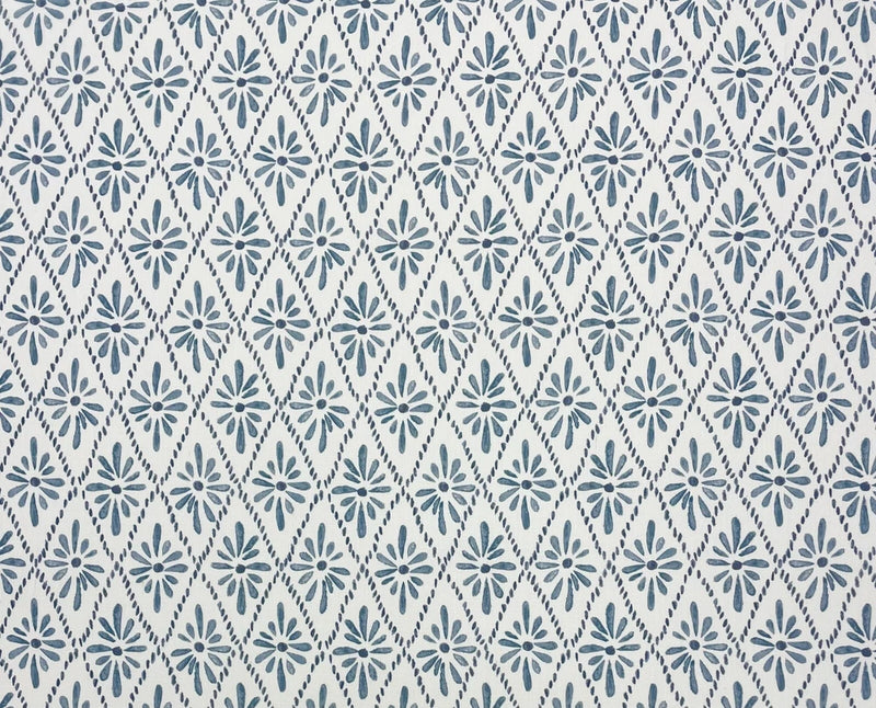 BALLARD DESIGNS CARBELLA BLUE GEOMETRIC FLORAL MULTIPURPOSE FABRIC BY YARD 54"W Flowering Plants