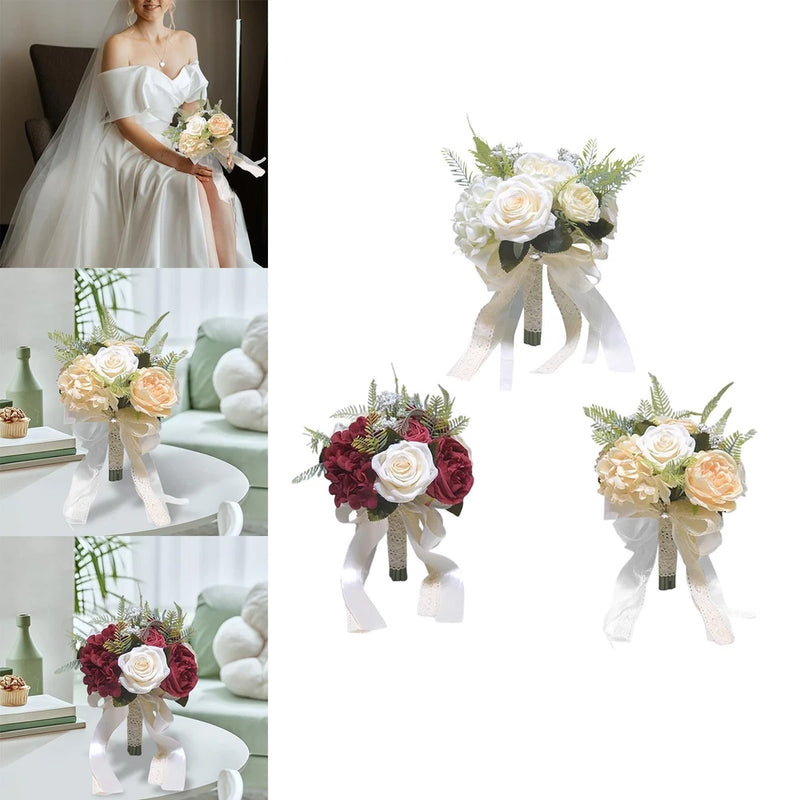 Bridal Bouquets Fake Rose Flower Bridesmaid Flower Decorations for Centerpieces Bouquet