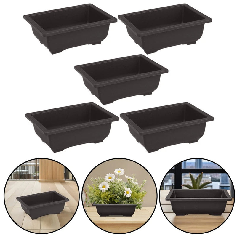 2 Count Plastic Planter Rectangle Planting Container Gardening Bonsai Garden Plants