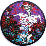Grateful Dead Skelton & Roses Embroidered Rock Iron on Patch Applique Roses