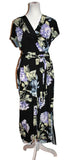 White House Black Market Short Sleeve Purple Hydrangea Belted Maxi Dress Size S Hydrangea