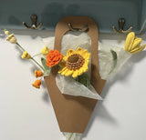 Autumn Crochet Flower Bouquet Handmade Sunflower Tulip Rose Lily of the Valley Sunflower