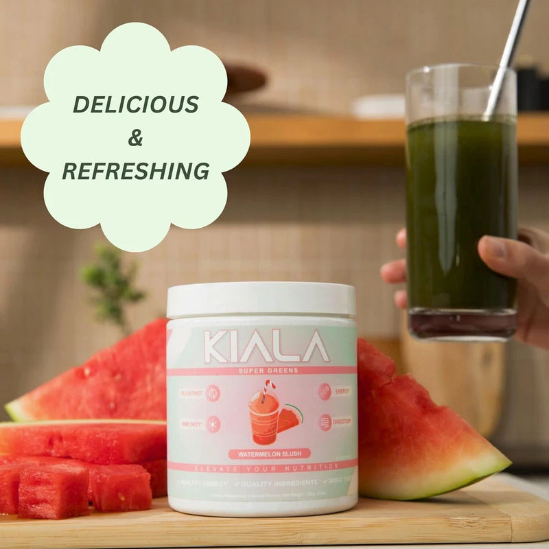 Kiala Nutrition Super Greens Powder Digestive Gut No Sweeteners Reduce Bloating Green Plant
