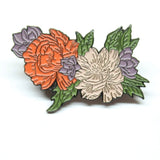 Union Studio Peony Flowers Pin Purple Melon Cream  Lapel Enamel Collectible Peony
