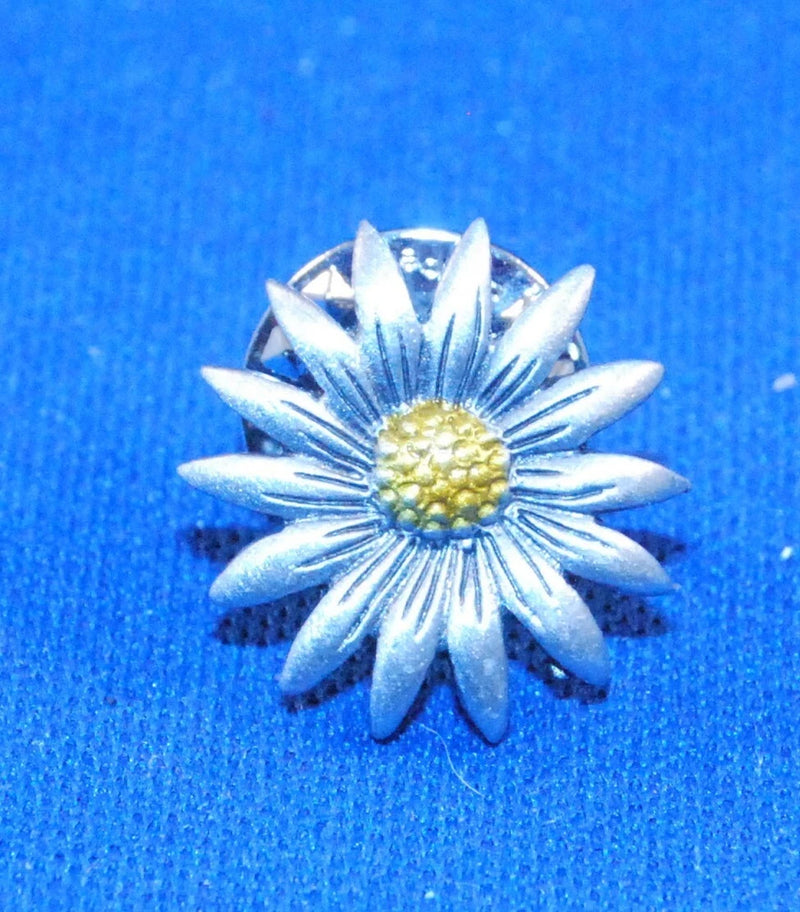JJ Jonette Daisy Sunflower Flower Pewter Lapel Brooch pin Yellow Center 5/8" Sunflower
