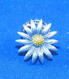 JJ Jonette Daisy Sunflower Flower Pewter Lapel Brooch pin Yellow Center 5/8" Sunflower