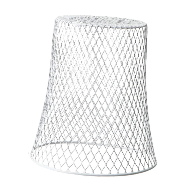 White wire mesh garden plant cloche with curved dome shape and open base