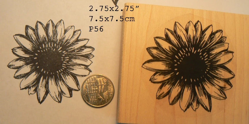 Sunflower rubber stamp, black sunflower design, size 2.75 in (P56)
