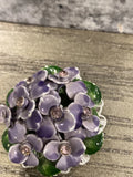 Vintage 3D Enamel Rhinestones Purple Hydrangea Flower Brooch Hydrangea