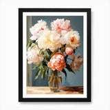 Peony Flower Still Life Painting 2  Framed Wall Art Poster Canvas Print Picture Peony