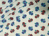 PRETTY FLORALS Vintage 1940s feed sack fabric piece 8x10" Red, Blue, Teal Flowering Plants