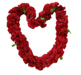 Hawaiian Double Full Red Carnation Flower Leaves Laua Wedding Party Silk Lei Carnation
