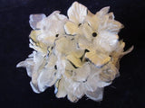 Millinery Flower Hydrangea White DkEdge Velvet + Chiffon for Hat + Wedding Y262 Hydrangea