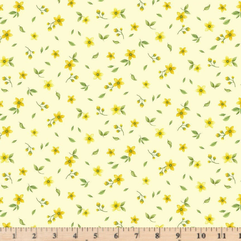 Lemon Bouquet Lemon Floral Butter CD2459  Fabric Half Yard Continuous Cuts Flowering Plants