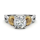 1.2 CT Round CZ Diamond Sunflower Flower Split Shank Engagement and Wedding Ring Sunflower