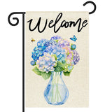 Double Sided Welcome Spring Garden Flag 12x18 Inch Hydrangea Floral Garden Fl... Hydrangea