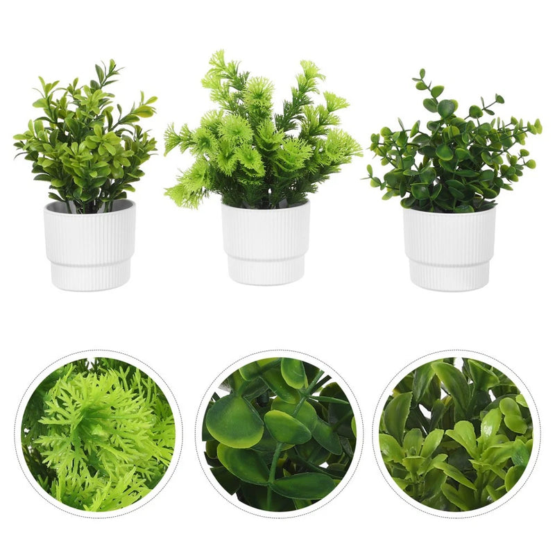 3 Pcs Fake Indoor Plant for Desk Artificial Greenery Centerpiece Green Plant