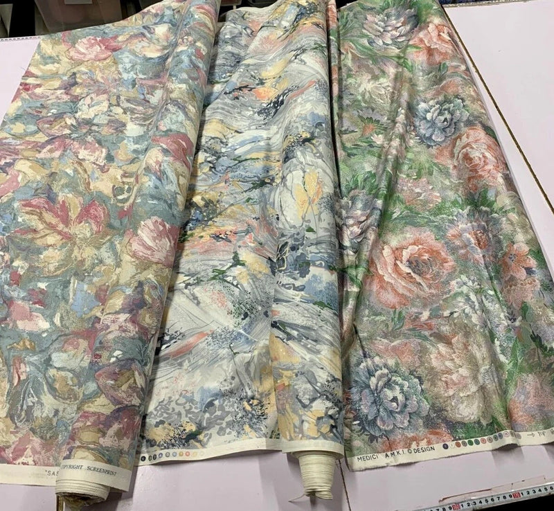ABSTRACT FLORALS COTTON PRINTS  UPHOLSTERY FABRIC : 120CM WIDE : #BMP2 Flowering Plants