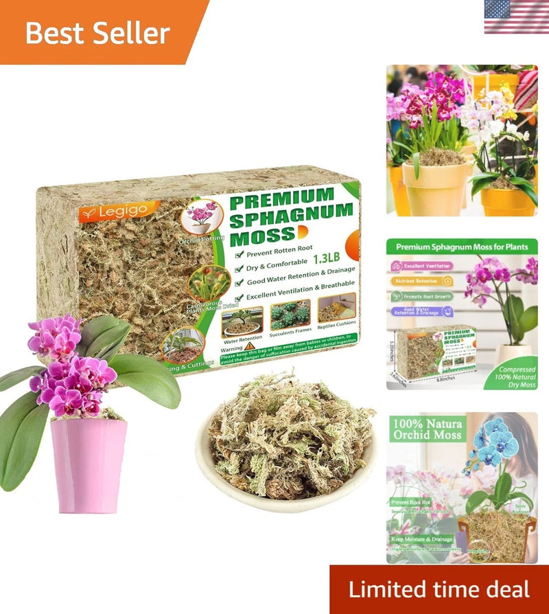 1.3LBS  Sphagnum Moss for Plants 25QT Natural Succulent Carnivorous Plant Mos... Orchids