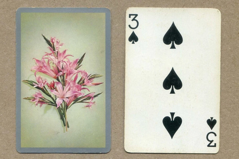 FLOWER BOUQUET of PINK LILIES. Three of Spades SWAP PLAYING CARD Lily