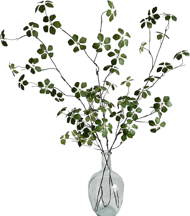 Artificial green greenery stems with small leaves, 3-piece set.