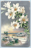 Easter Postcard Lilies Flowers Embossed Chicago Illinois IL 1910 Antique Posted Lily