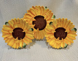 Pier 1 Sunflower Plates Set 3 3D Hand Painted Floral Yellow 7in 8in Sunflower