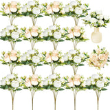 Jexine 24 Bundles Silk Artificial Peonies Flowers Faux Peony Bouquet Fake Peo... Peony