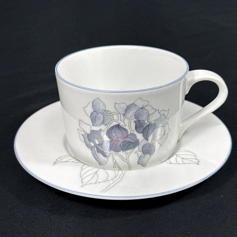 Block Spal Hydrangea Cup & Saucer Watercolors Portugal Goertzen 1982 Vtg MCM Hydrangea