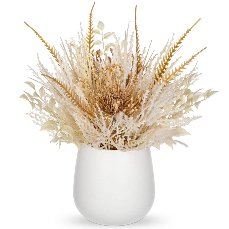 Hollyone Faux Pampas Grass with Vase, Artificial Pampas Grass Flowers Bouquet... Pampas Grass
