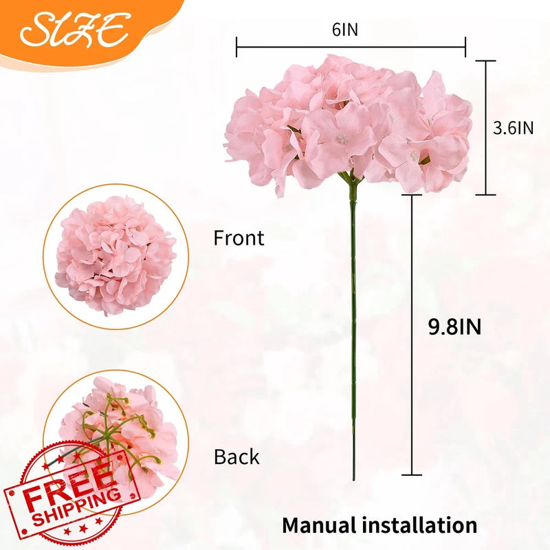 KISLOHUM Blush Hydrangea Silk Flowers 80 Heads with Stems Fake Wedding DIY Hydrangea