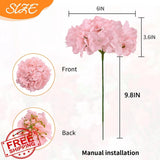 KISLOHUM Blush Hydrangea Silk Flowers 80 Heads with Stems Fake Wedding DIY Hydrangea