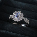 1.7 CT Simulated Diamond Sunflower Valentine Gifts Ring 925 Silver Plated Ring Sunflower