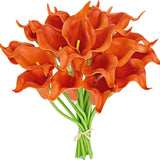 PU Burnt Orange Calla Lily Artificial Flowers 20 Stems 13.5in Faux Realistic Cen Lily