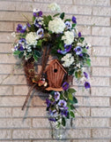 Flower Wreath Spring Summer Door Decor Bird Hydrangea Pansy Flower Arrangement Hydrangea