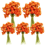 30 Pcs Orange Ranunculus Artificial Flowers 5 Bouquets Silk Mini Faux DIY Ranunculus