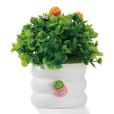 Mini Potted Fake 3 inches (D) x 2 (W) x 3 (H), White+green Green Plant