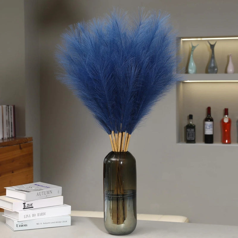 Wertuirk 9 Stems Blue Pampas Grass - 38 Inch Tall Faux Pompous Large, Pampas Grass