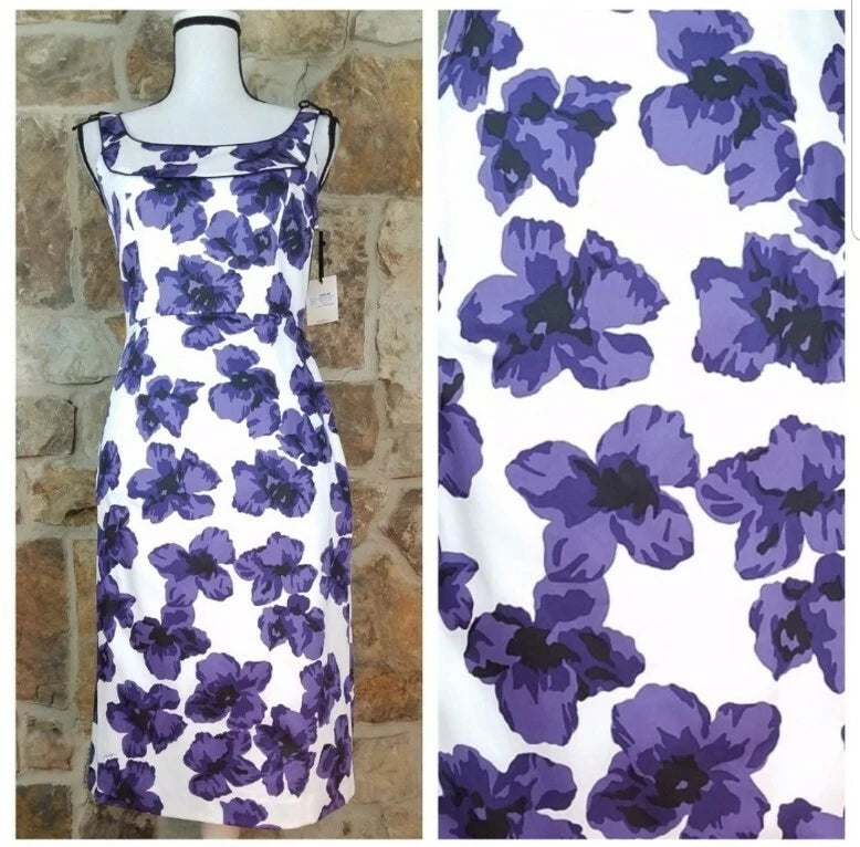 NWT Milly of New York 4 Elisa Bow Hydrangea Dress Hydrangea