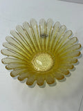 Vintage Blenko Art Glass Petal Bowl Yellow Gold Amber Daisy Sunflower Handcraft Sunflower