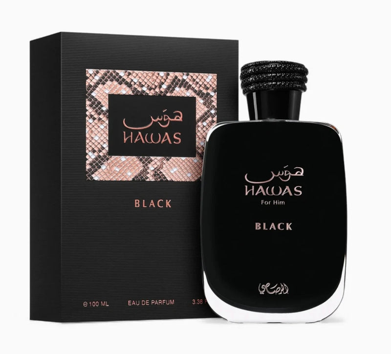 Hawas Black by Rasasi 3.38 oz EDP for Men | Long Lasting Cologne | FAST SHIP EDP