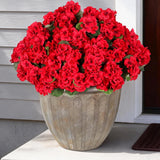12 Pcs Artificial Flowers Plants for Outdoors, Geranium Fake Flowers UV Resis... Green Plant